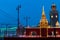 Russia, Moscow, Kievsky Train Station Square,  light installations in the form of the Moscow Kremlin and St.