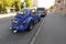 Russia, Moscow - May 04, 2019: Blue Vintage car Volkswagen Beetle  (Volkswagen Bug, VW Kaefer) parked Back side