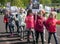 Russia. Moscow, May,07.18: Special kindergarten procession of the Immortal regiment, military state propaganda for russian kids.