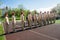 Russia, Moscow, May, 07.2018: The `Young Army` Military Movement`s Cadets, participating in school solemn event on the Victory day