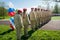 Russia, Moscow, May, 07.2018: The `Young Army` Military Movement`s Cadets, participating in school solemn event on the Victory day