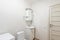 Russia, Moscow- May 20, 2019: interior room apartment. standard repair decoration in hostel. bathroom and toilet