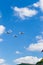 Russia, Moscow, May 7, 2016 - rehearsal of the parade on Red Square, flight of military aircraft over the Kremlin.