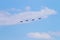 Russia, Moscow, May 7, 2016 - rehearsal of the parade on Red Square, flight of military aircraft over the Kremlin.