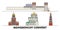 Russia, Moscow, Novodevichy Convent flat landmarks vector illustration. Russia, Moscow, Novodevichy Convent line city