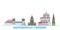 Russia, Moscow, Novodevichy Convent line cityscape, flat vector. Travel city landmark, oultine illustration, line world