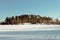 Russia, Moscow region, Grebnevo 08 February, 2020: Ice skaters. Barsky pond Rink. Winter sunny day