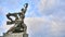 Russia / Moscow - September 2020 : monument to a worker and a collective farm worker at VDNH. close - up side view. daytime