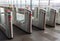 Russia, Moscow, Turnstiles landing-access to the Aeroexpress train