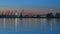 Russia, Nagatinsky zaton, 11.05.2021, night embankment with reflection of city lights in the water.