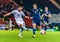 Russia national football team midfielder Aleksei Ionov against Scotland left-back Andrew Robertson