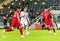 Russia national football team midfielder Denis Cheryshev against Turkey right-back Zeki Celik during UEFA Nations League match