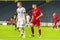 Russia national football team striker Anton Zabolotny and Turkey defender Merih Demiral during UEFA Nations League match Turkey vs