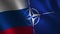 Russia and NATO flag waving. Abstract background. Loop animation