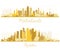 Russia and Netherlands Skyline Silhouette Set with Golden Buildings