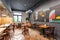 Russia, Nizhny Novgorod - June 26, 2018: Cafe Bokertov. Empty cafe or bar interior, daytime. Great Israeli kosher food.