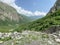 Russia, North Ossetia. Midagrabin valley in summer on a cloudy day