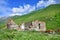 Russia, North Ossetia. Ruins of abandoned Ossetian village Khozitykau in the Zrygskoye Gorge