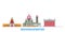 Russia, Novokuznetsk line cityscape, flat vector. Travel city landmark, oultine illustration, line world icons