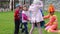 Russia, Novosibirsk, August 25, 2016, two animators play with children on holiday