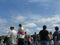Russia,Novosibirsk, Mochische, July 15, 2015: a lot of people a large crowd of spectators gathered on the street, watching the