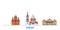 Russia, Omsk line cityscape, flat vector. Travel city landmark, oultine illustration, line world icons