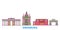 Russia, Orenburg line cityscape, flat vector. Travel city landmark, oultine illustration, line world icons