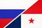 Russia and Panama, symbol of two national flags. Relationship between european and american countries