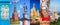 Russia, panoramic photo collage, Russia Saint Petersburg, Moscow landmarks travel and tourism concept