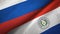 Russia and Paraguay two flags textile cloth, fabric texture