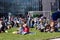 Russia, Penza-may 05, 2019. The audience and the press were on the lawn. Jazz concert at an open festival for the audience