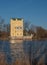 Russia, Peterhof, Holgin pond, Holgin pavilion. Spring landscape.