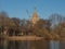 Russia, Peterhof, Holgin Pond, Peter and Paul Cathedral. A delightful bright spring landscape