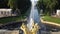 RUSSIA, PETERSBURG - AUG 21, 2022: fountain peterhof petrodvorets water russia travel gold park summer, from cascade