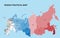 Russia political map divide by state colorful outline simplicity style