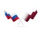 Russia and Qatar flags. Vector illustration.