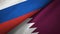 Russia and Qatar two flags textile cloth, fabric texture