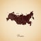 Russia region map: retro style brown outline on.