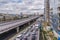 Russia, Rostov on Don, September 26, 2018: City road surface floor with viaduct bridge.