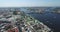 Russia, Saint-Petersburg, Aerial view panorama field of Mars, Trinity bridge, Peter and Paul fortress, roofs, Summer