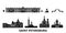 Russia, Saint Petersburg flat travel skyline set. Russia, Saint Petersburg black city vector illustration, symbol