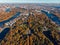 Russia. Saint-Petersburg. Gulf of Finland. Symmetry landscape design. Autumn Central Park culture and rest named after Kirov. High