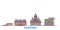 Russia, Saransk line cityscape, flat vector. Travel city landmark, oultine illustration, line world icons