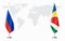 Russia and Seychelles flags for official meeting