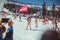 Russia, Sheregesh, - 16.04.2016: in a swimsuit on the slopes