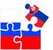 Russia - Slovakia : puzzle shapes with flags