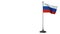 Russia small flag fluttering on a flagpole. White screen background, 3d rendering