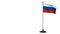 Russia small flag fluttering on a flagpole. White screen background, alpha channel 4K