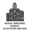 Russia, Smolensk, Church , Of Ss Peter And Paul travel landmark vector illustration