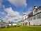 Russia. Solovki. Solovetsky Monastery. Spaso-Preobrazhensky Cathedral, Belfry, entrance to the Refectory, Directly - Governor`s bu